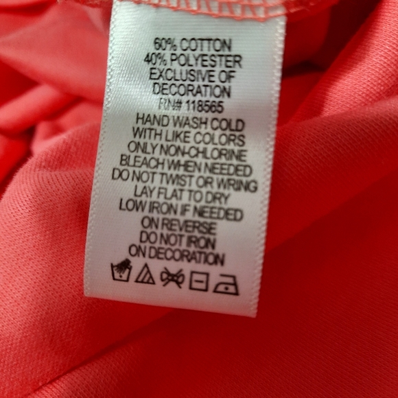 Quaker Factory Women's Top Coral White Silver Embellished Neckline 3/4 Sleeve L - Picture 7 of 10